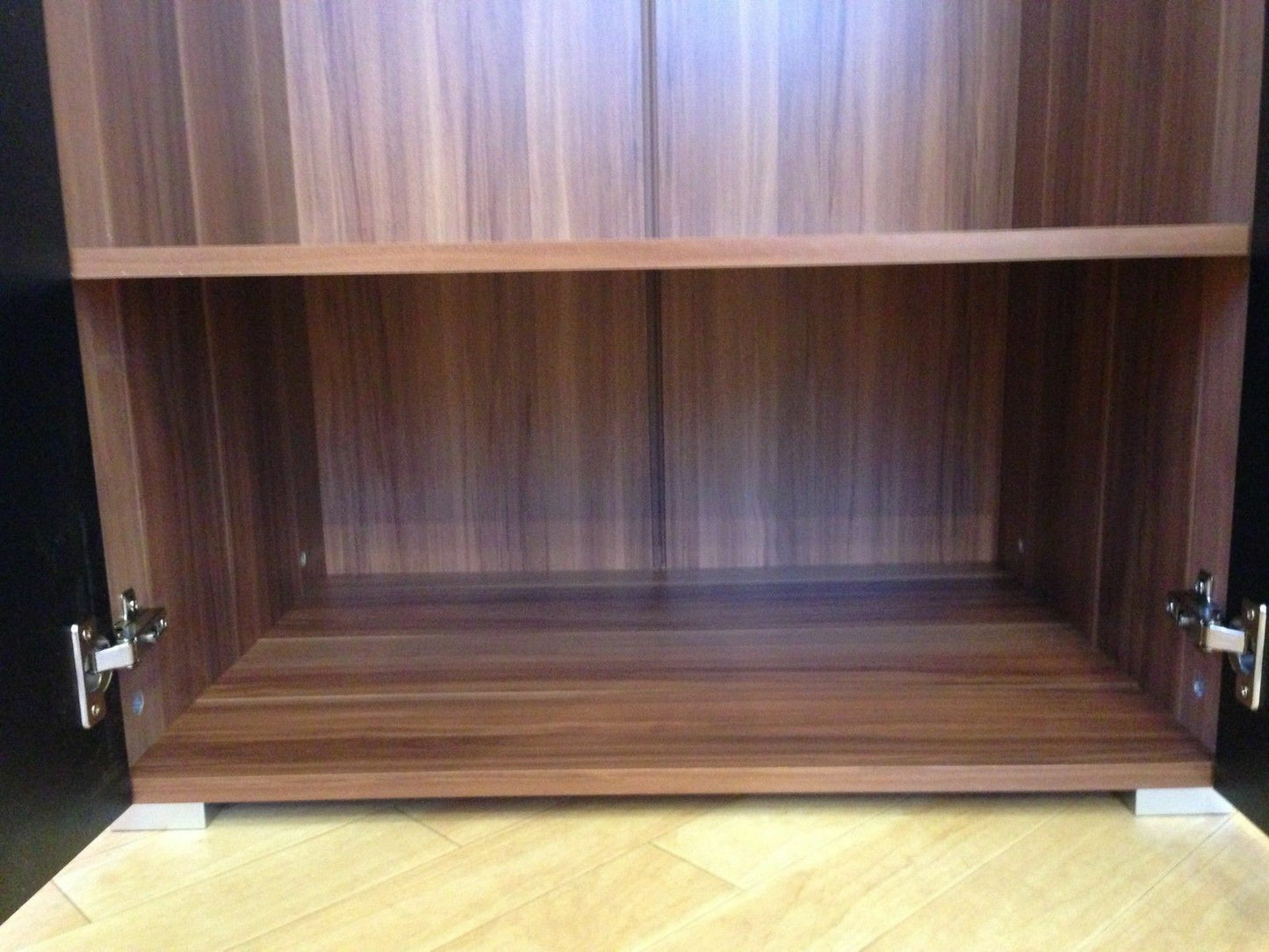3 Piece Black & Walnut Bedroom Set! Wardrobe, 4 Drawer Chest, Bedside Table! NEW