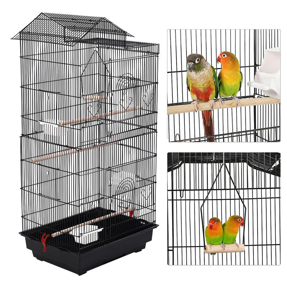 Extra Large Metal Bird Parrot Cage Birdcage for Canary Budgie Cockatiel w/ Stand