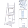 Folding Plant Stand 3 Tier Ladder Shelf Wooden Bookshelf Storage Rack Shelving (White 3 Tier Ladder Shelf 42x40x107cm)