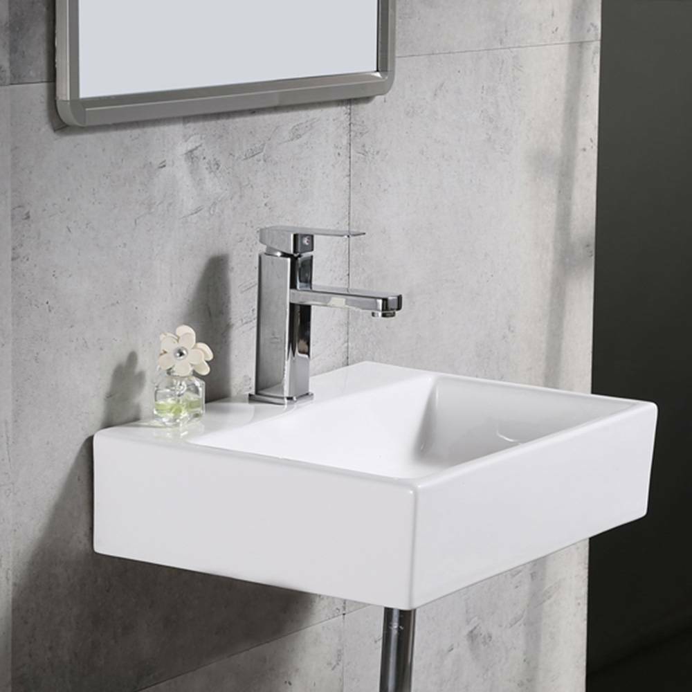 Compact classic Cloakroom Basin square ceramic small wall hanging Bathroom Sinks