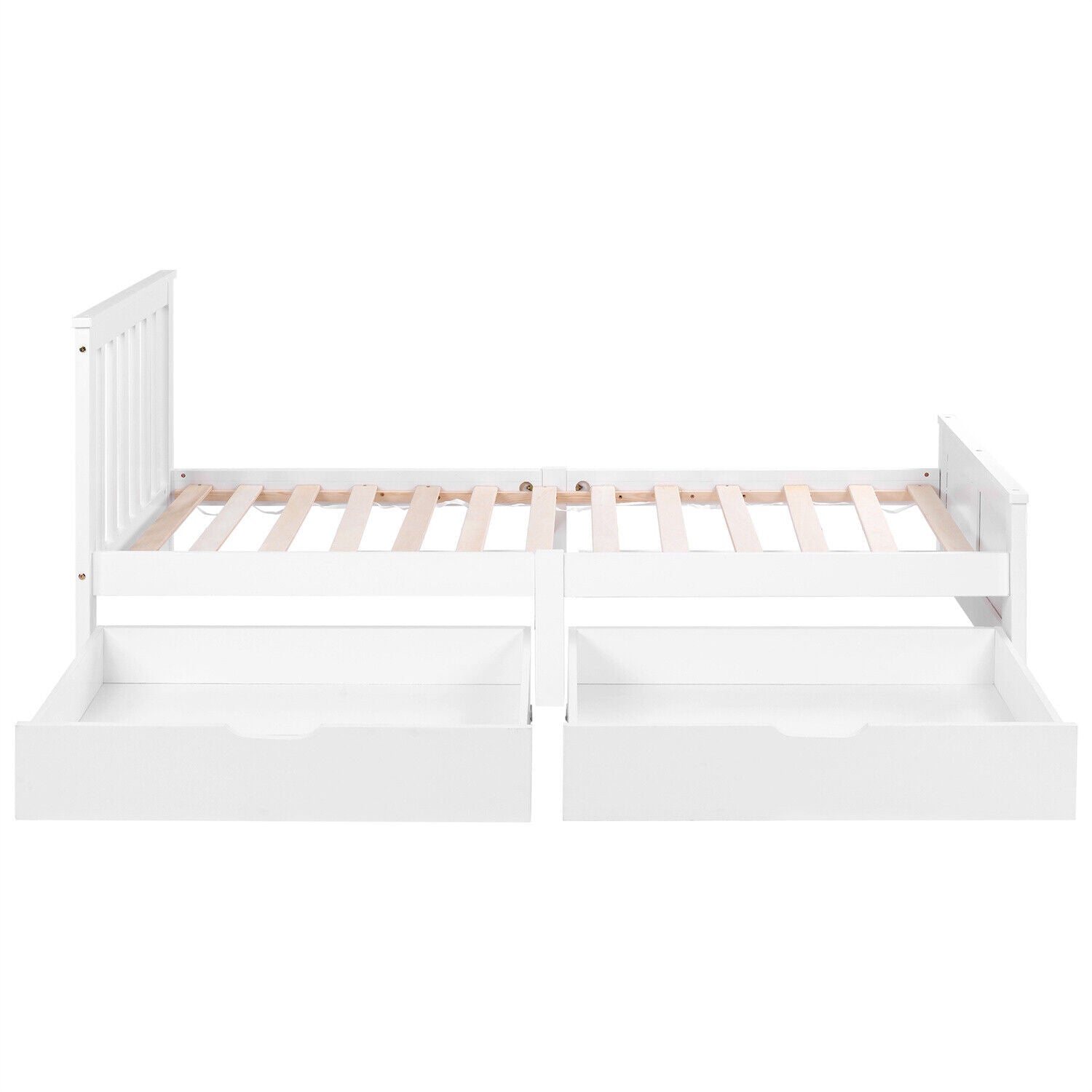 2 Drawers 4ft 3ft Double Single Wooden Solid White Pine Kids Storage Bed Frame
