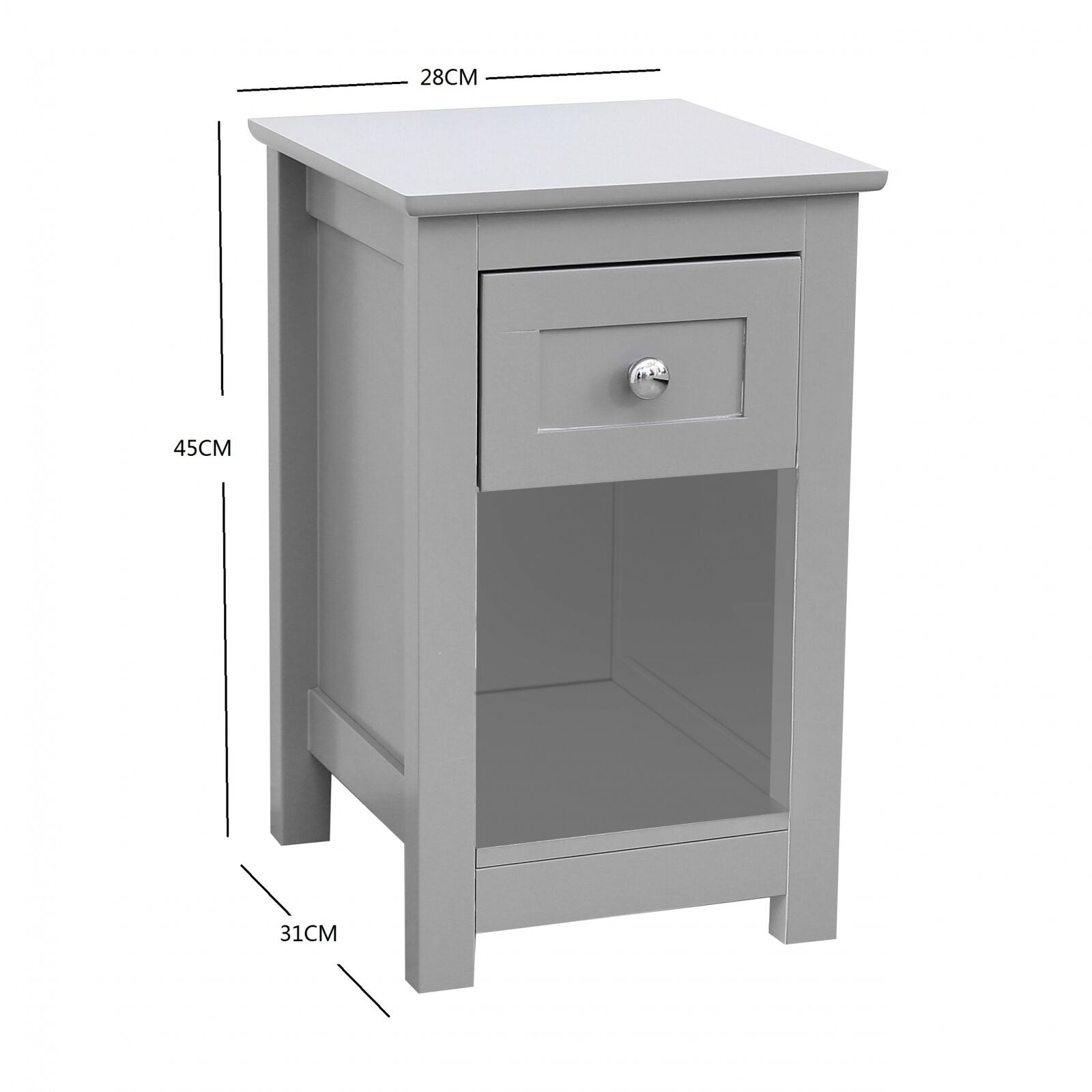 Bedside Table with Drawer and Shelf Cabinet Storage Unit - 28 x 31 x 45cm
