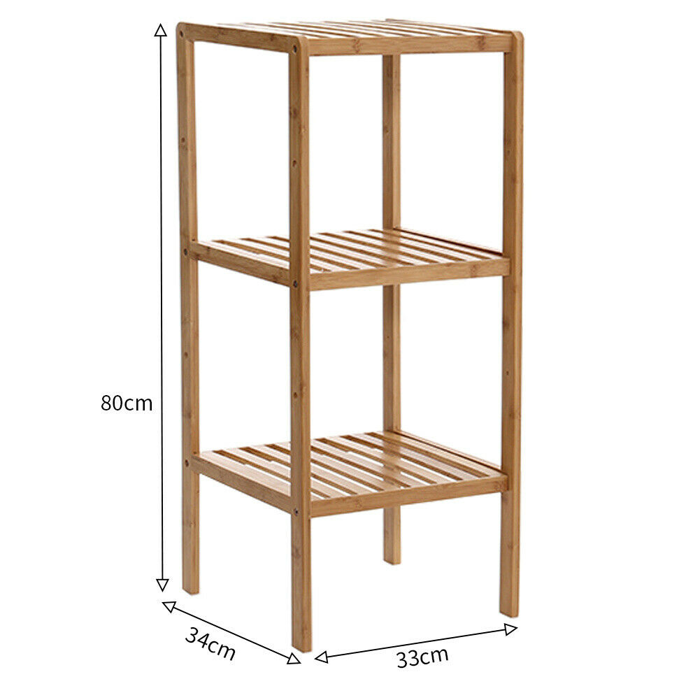 3/4/5 Tiers Wood Bamboo Bathroom Kitchen Ladder Shelf Storage Rack Free Standing