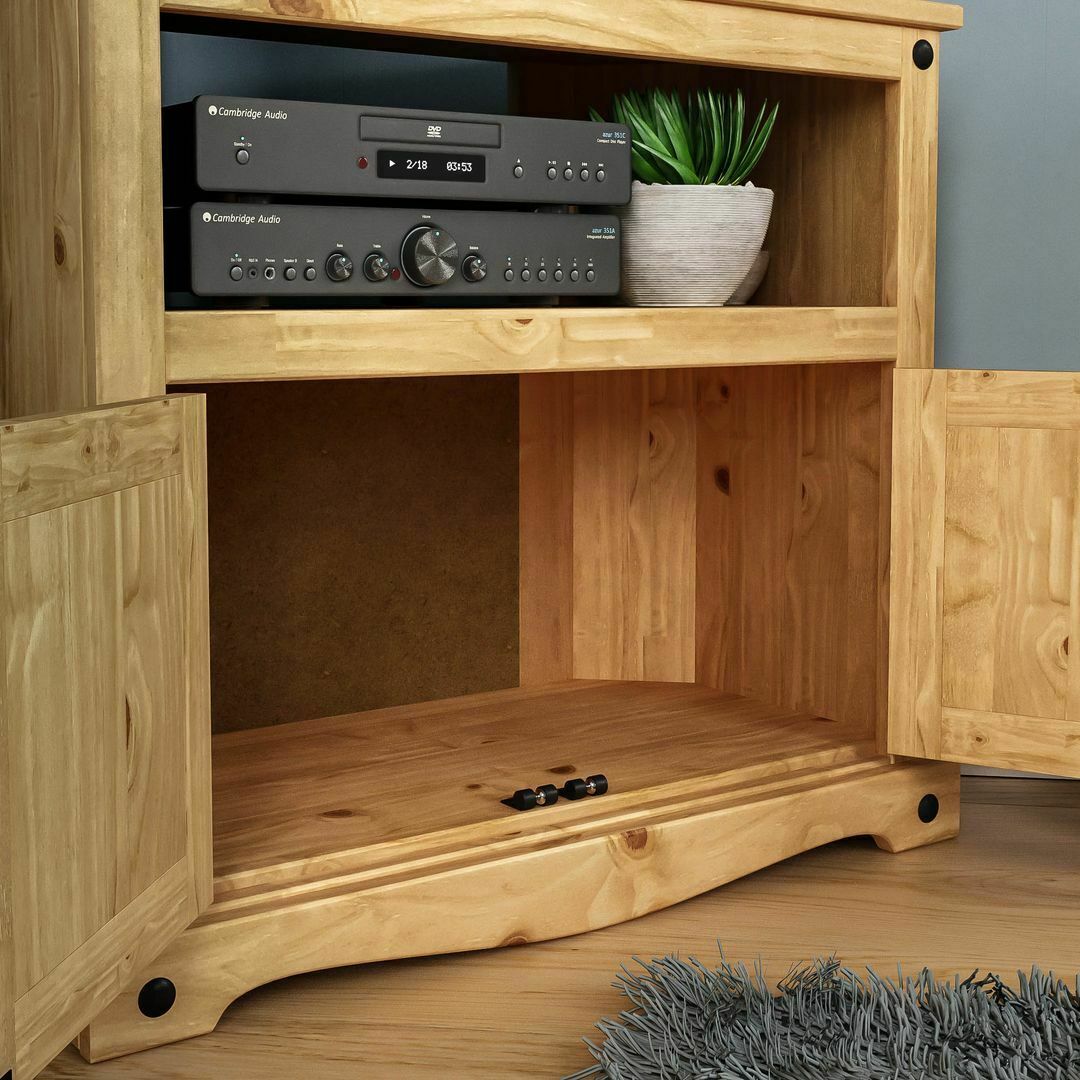 Corona Corner TV Unit Mexican Solid Waxed Pine Entertainment Cabinet Furniture
