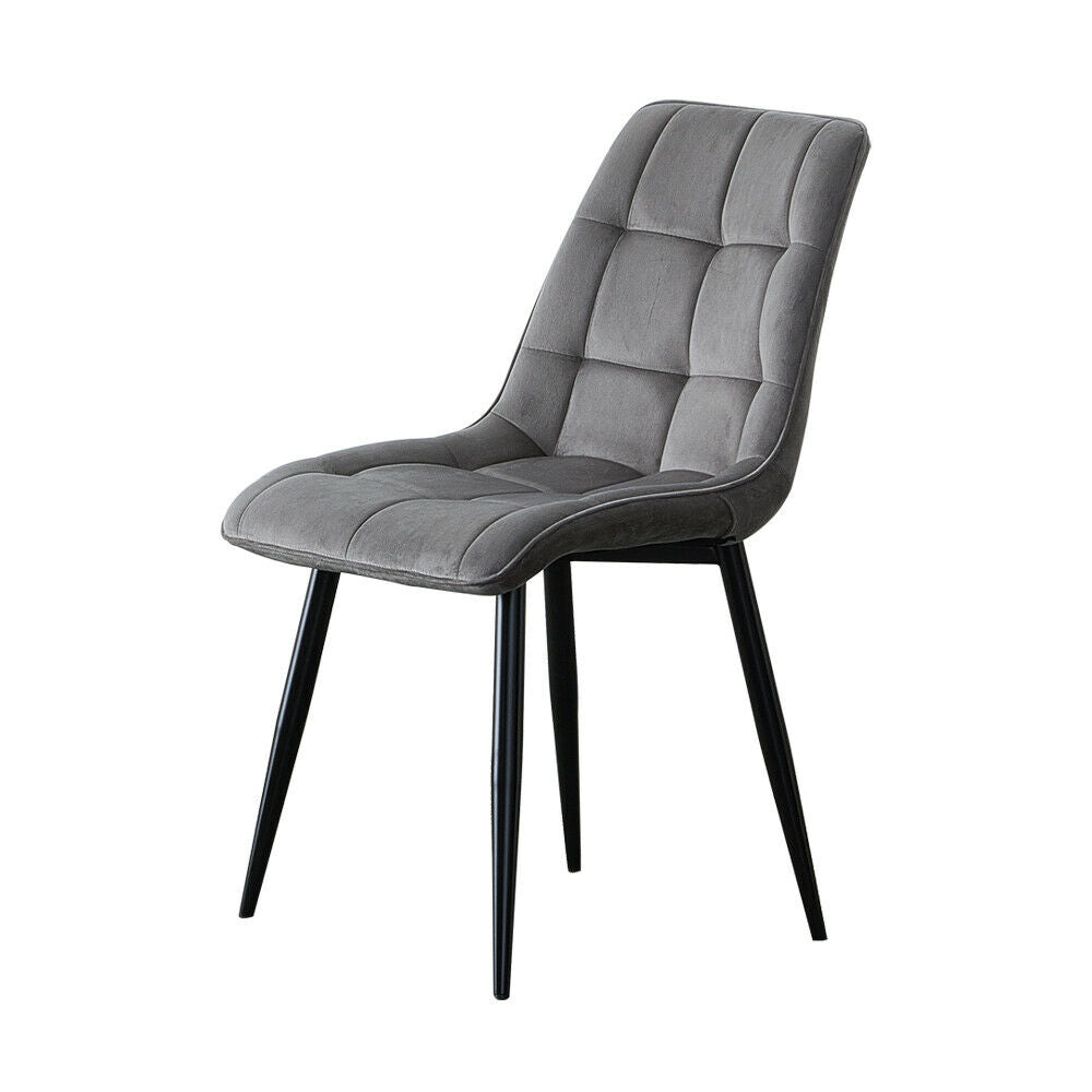 2× Modern Kitchen Dining Chairs Velvet Padded Seat Office Living Room Chair Set