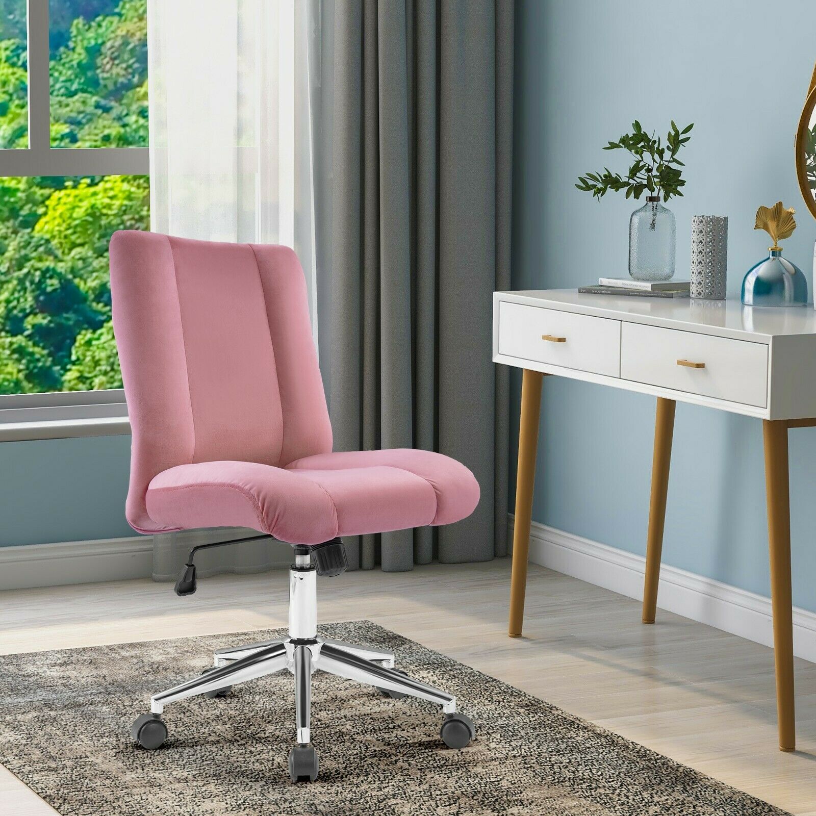 Cushioned Velvet Home Office Chair Swivel Computer Desk Chairs Adjustable Modern