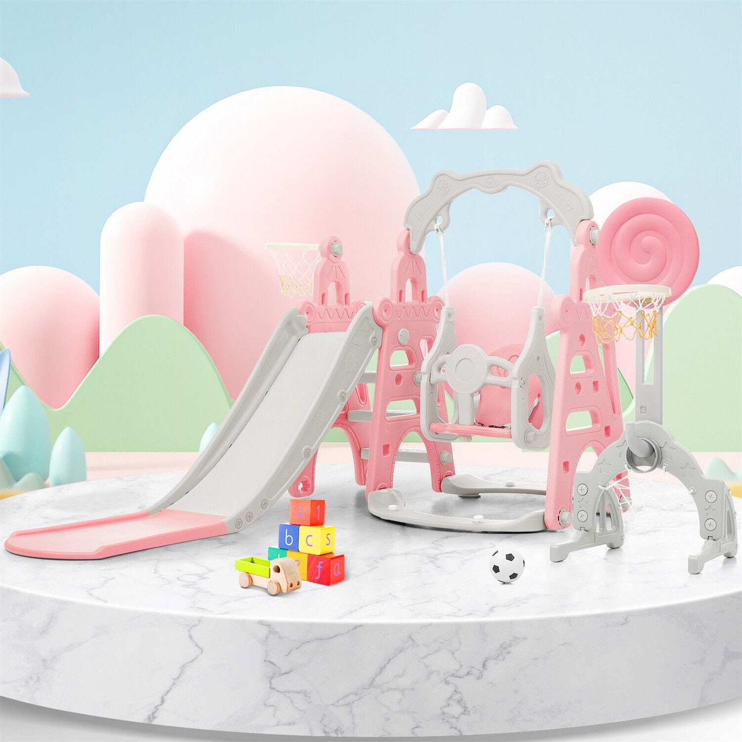 5 in1 Kids Toddler Swing Climber Slide Set Indoor Outdoor Backyard Playgroud HT