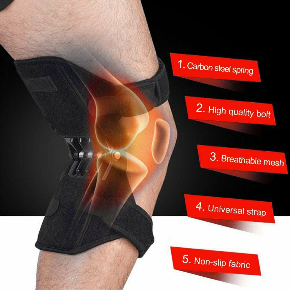 2x Power Lift Joint Support Knee Brace Pad Rebound Spring Force Running Kneepad