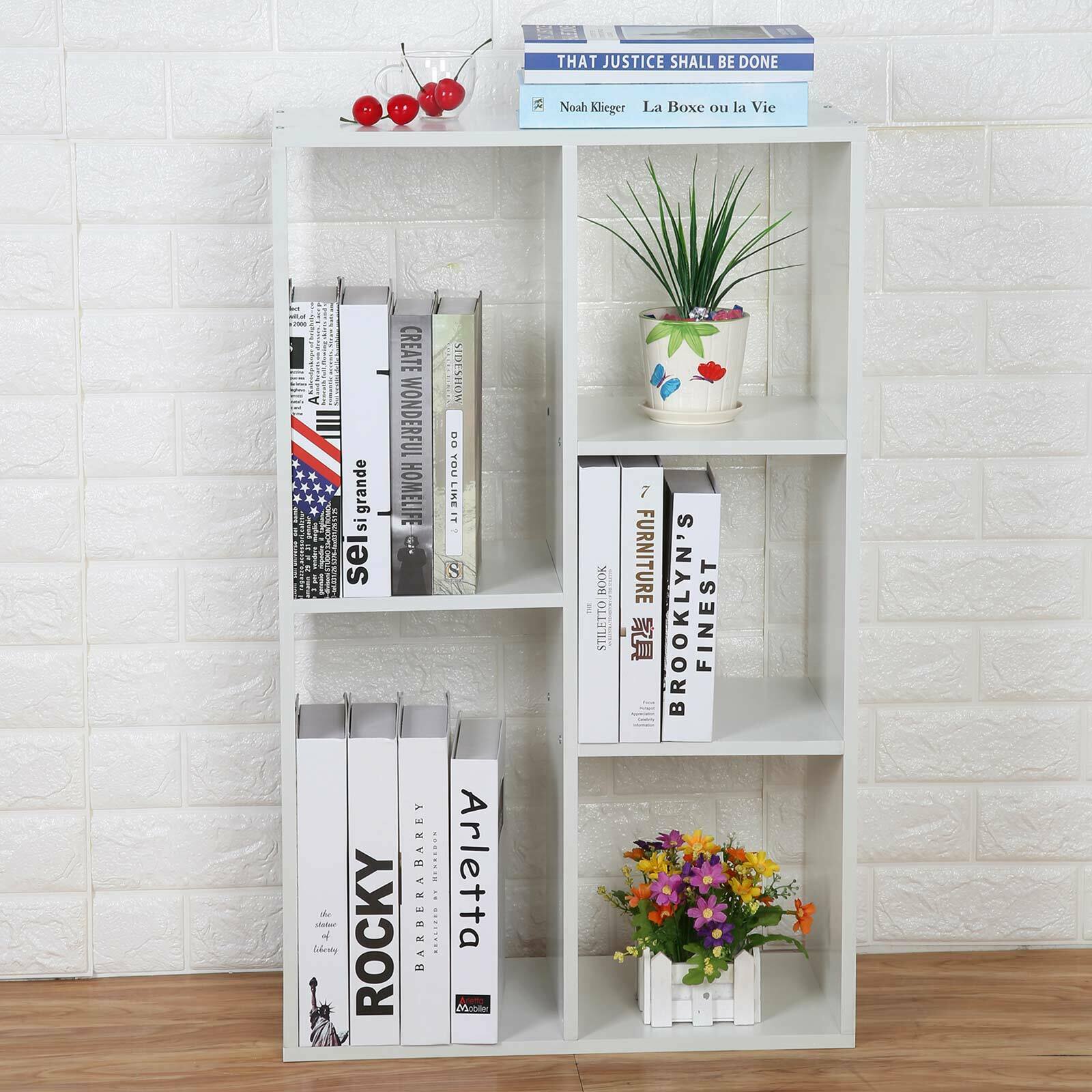 Shelving Home Office Book Shelf 5 Cube Storage Bookcase Display Wood Furniture