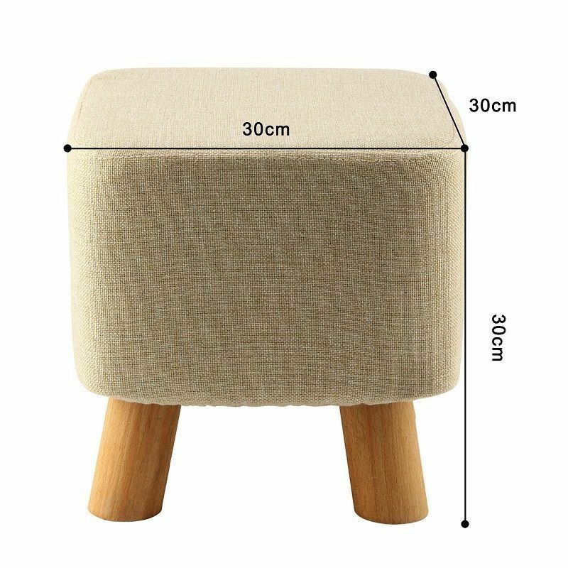 New Luxury Padded Wooden/Linen Footstool Square Pouffe 4 Legs