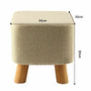 New Luxury Padded Wooden/Linen Footstool Square Pouffe 4 Legs