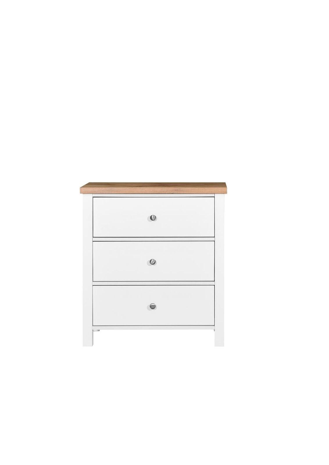 3 Drawer Bedroom Cabinet Chest of Drawers White and Oak