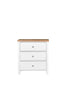 3 Drawer Bedroom Cabinet Chest of Drawers White and Oak