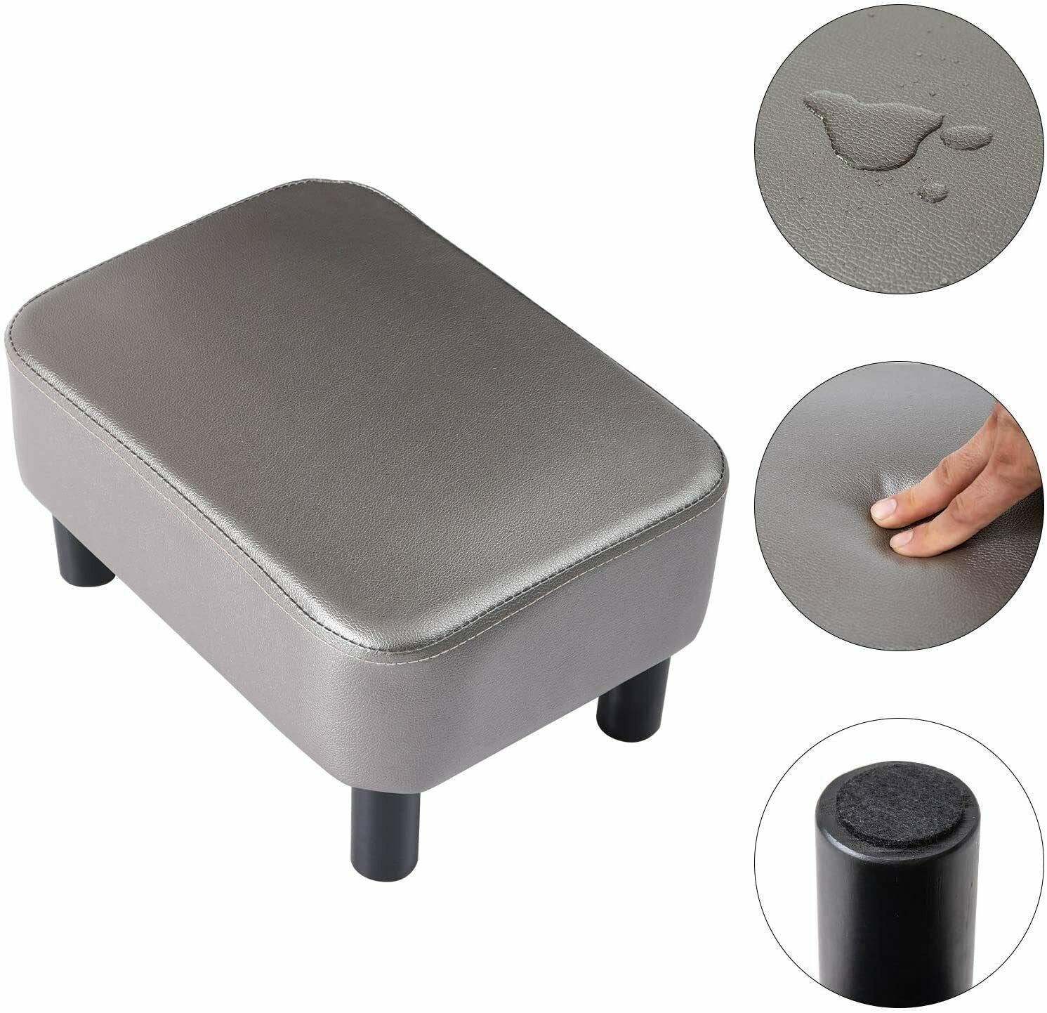 PU Leather Footstool Footrest Stool Pouffe Ottoman Footrest Gift for Parents