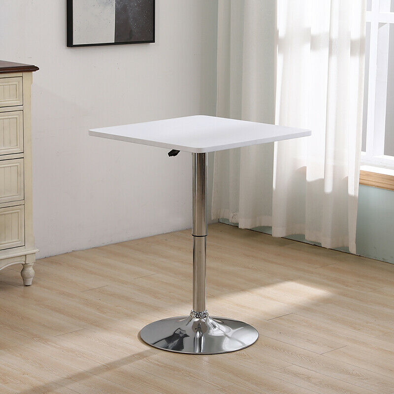 Bar Table Side Breakfast Table Adjustable Chrome 360 Swivel Bistro Black/White