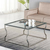 Console Coffee End Table Tinted Tempered Glass Furniture Chrome Crescent Leg