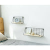 Vintage Industrial Wall Mounted Shelf Unit Metal Wire Floating Shelves Wood Rack