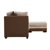 3 Seater Brown Beige Leather Fabric Sofa Armchair Couch with Footstool Option