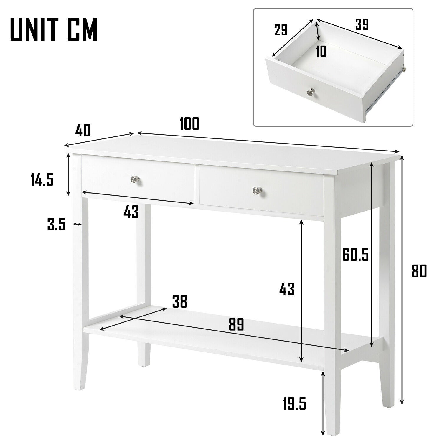 Console Table Hallway Shelf Storage Unit Sofa End Table Beside Table Furniture