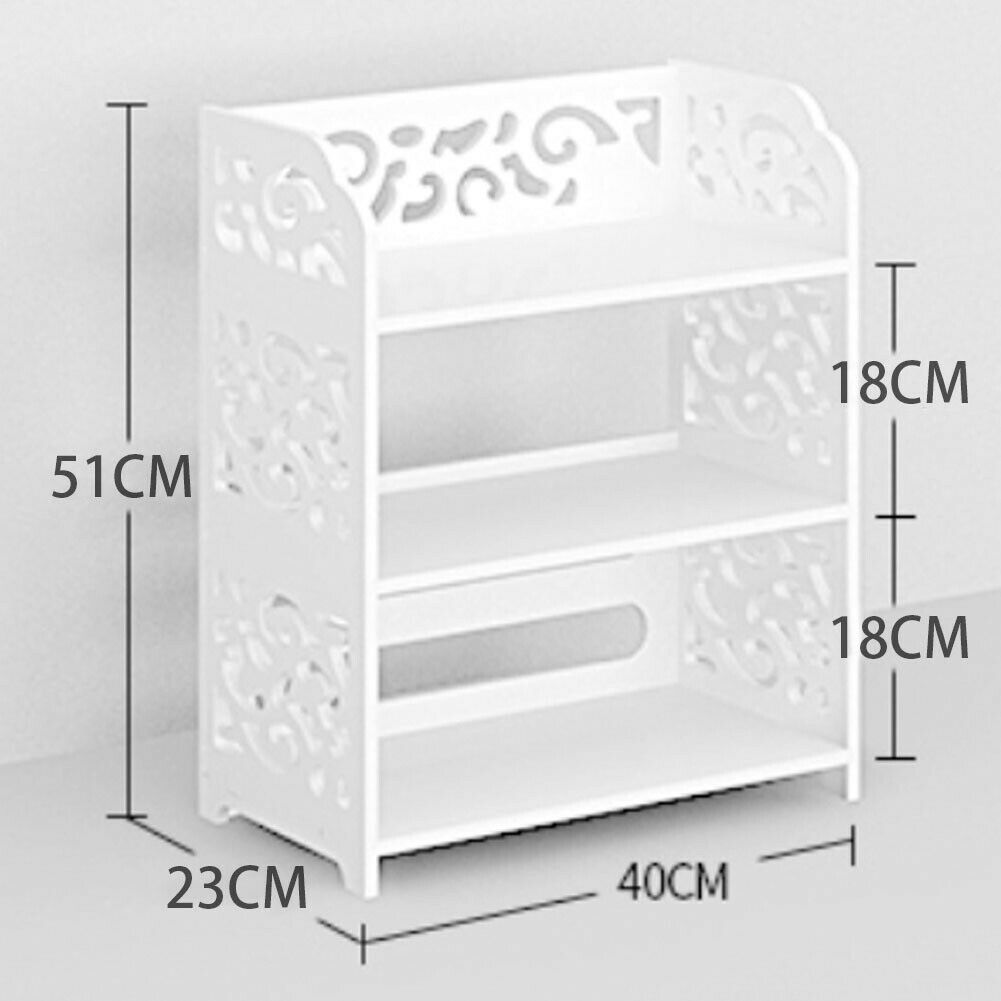 3/4/5 Tiers White Wooden Bookcase Display Stand Shoe Rack Storage Bathroom Units
