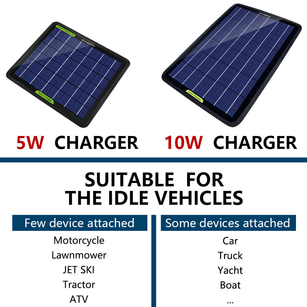 5 Watt 10W Solar Panel 12 Volt Trickle Battery Charger for Car Van Caravan Boat