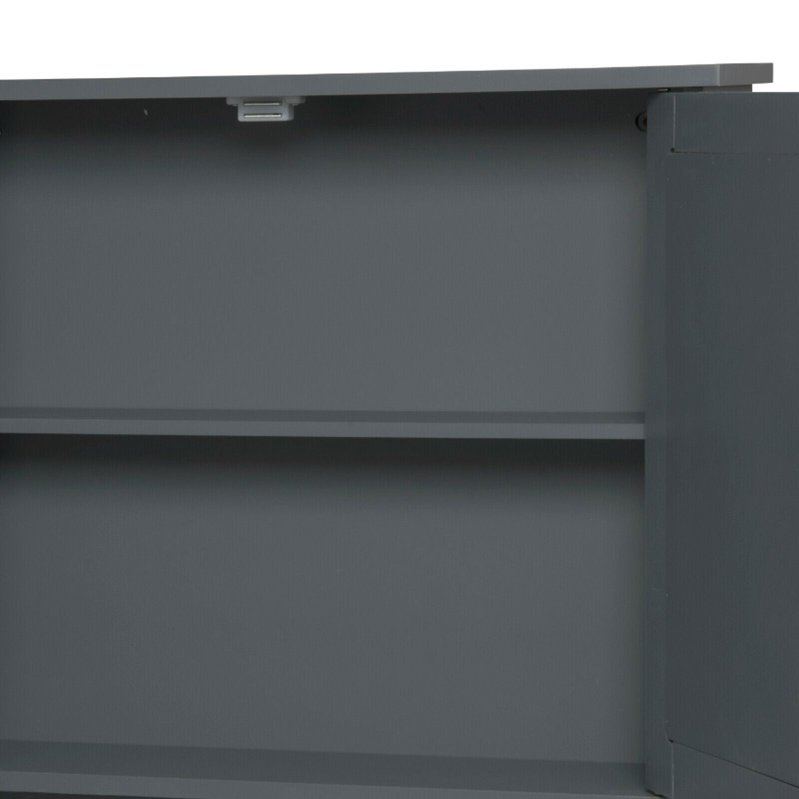 Bathroom Wall Cabinet Storage MDF Cupboard with Mirror Shelves Cupboard Grey