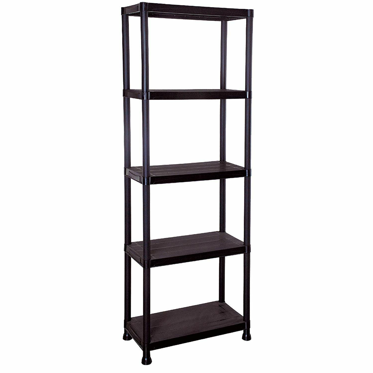4/5 TIER PLASTIC SHELVING UNIT STORAGE RACKING SHELVES GARAGE WAREHOUSE SHED