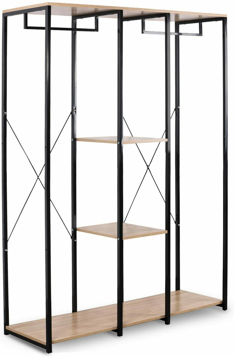 Garment Clothes Rail wood metal Rack Shelves Storage with Rack Shoe