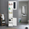 Bathroom Cabinet Shelf Mirror Door Tallboy Cupboard Unit Storage White 180 CM