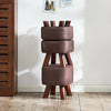 Small Footstools Ottoman Leather Foot Stool Rectangle Footrest Padded Seat Brown