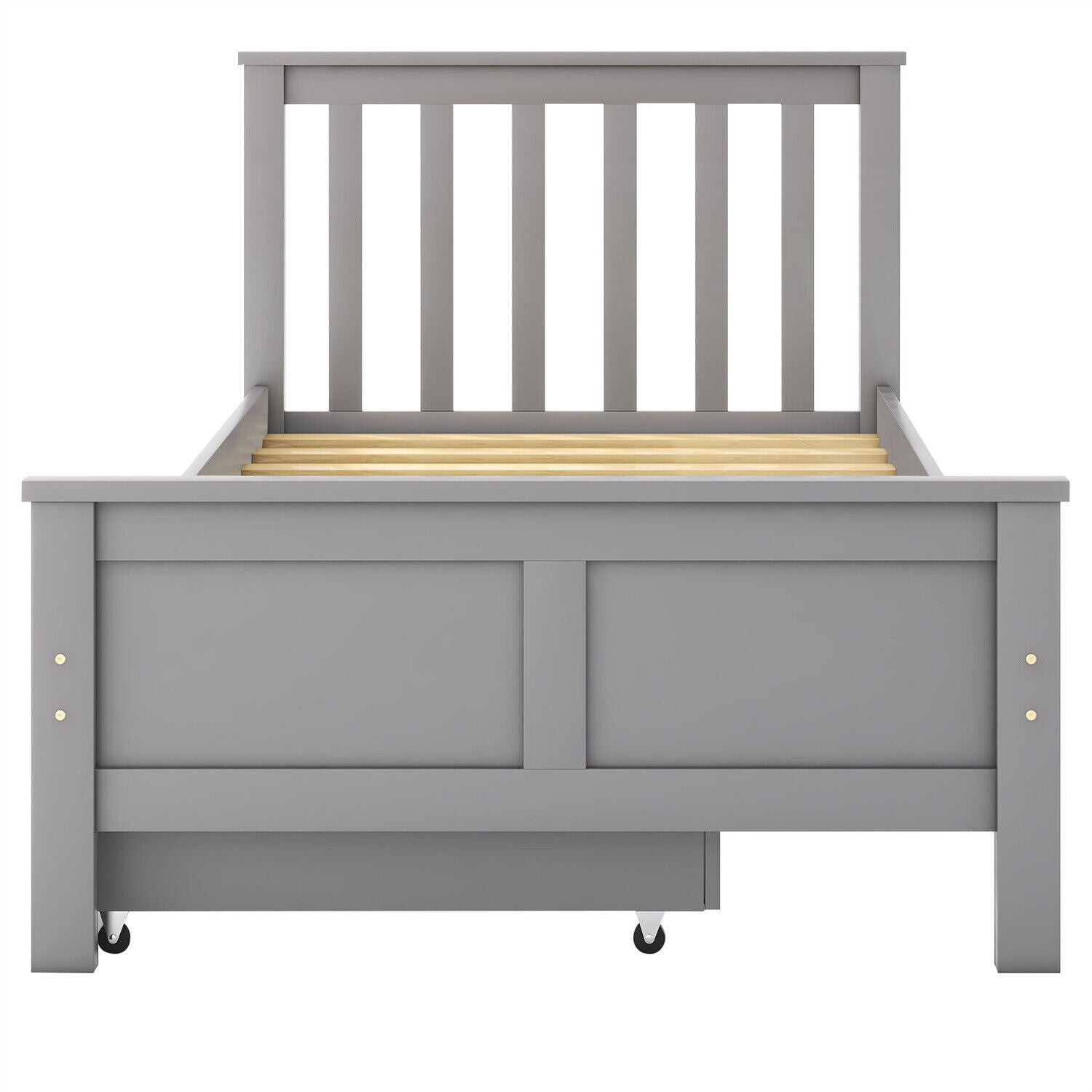 2 Drawers 3ft Single Wooden Solid Gray Pine Kids Storage Bed Frame 190x90 Grey