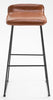 2x PU Leather Brown Bar Stools Footrest / Breakfast High Metal Leg Kitchen Home