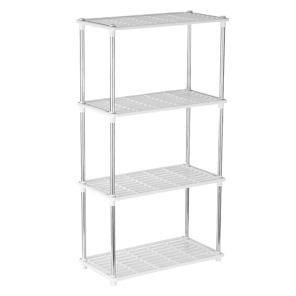 4 Tier Shelves Kitchen Storage Organiser Shelf Rack Shelving Unit Display Stand