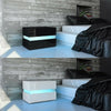 High Gloss Bedside Table Nightstand Chest Cabinet Unit with Drawers LED Lighting