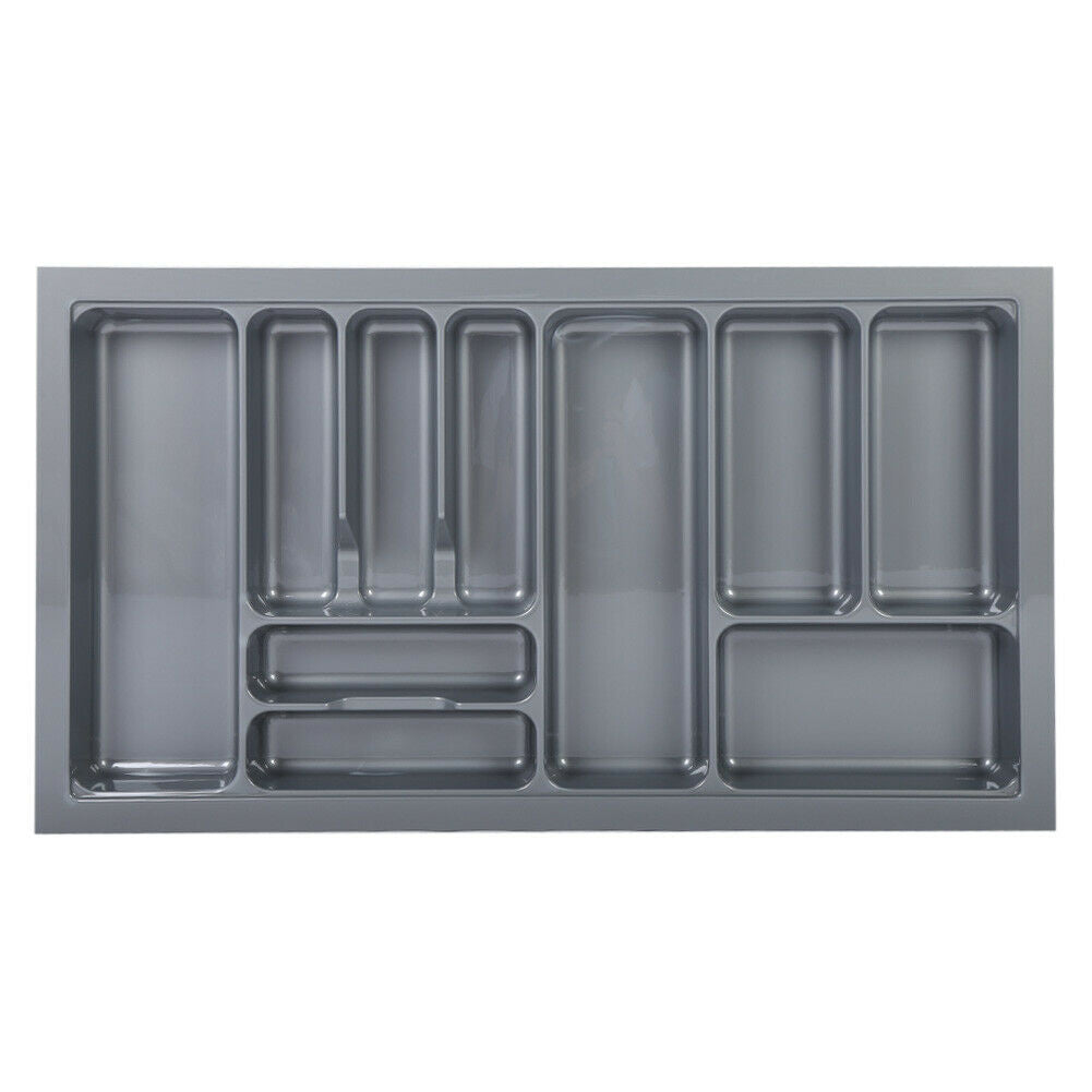 CUTLERY TRAY INSERT KITCHEN DRAWER QUALITY ABS BOX ORGANISER STORAGE GREY