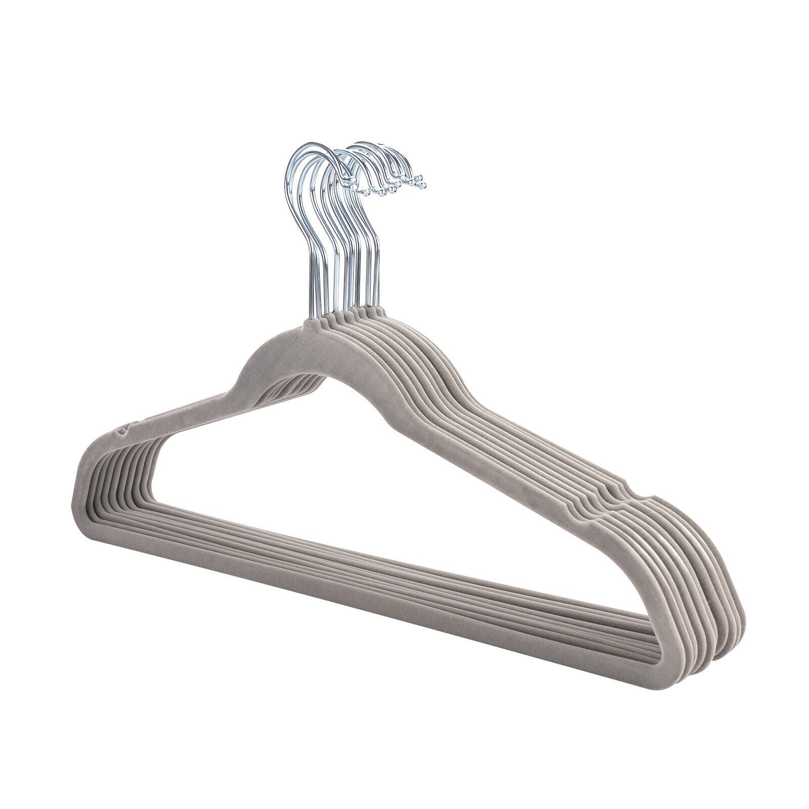 100× Strong Non Slip Velvet Flocked Clothes Hangers Curved Dresses Coat Hanging