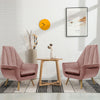 Blush Pink Velvet Occasional Wing Chair Single Seat Recliner Sofa Tub Armchair