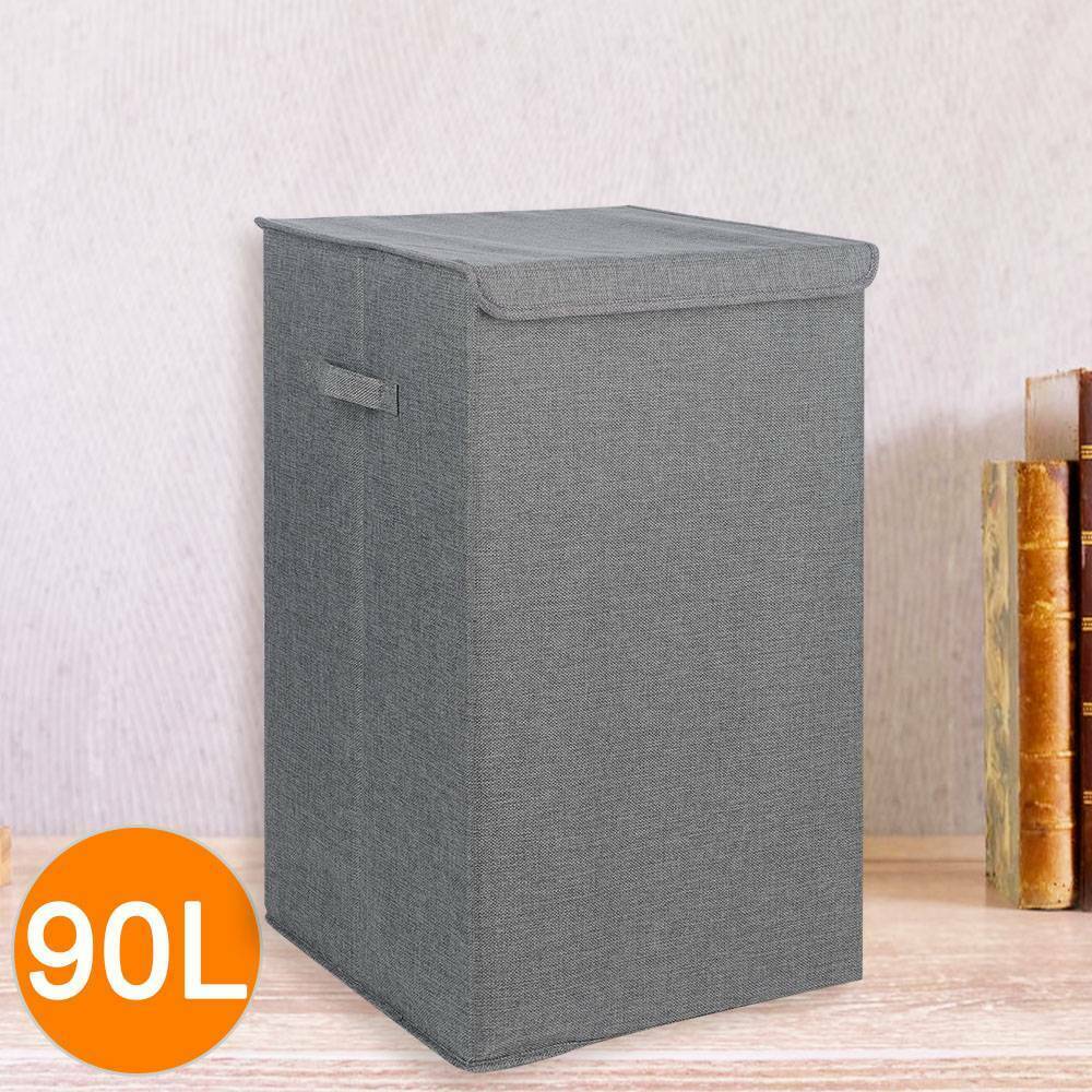 90L Large Folding Laundry Basket Washing Fabric Collapsible Storage Hamper Bin