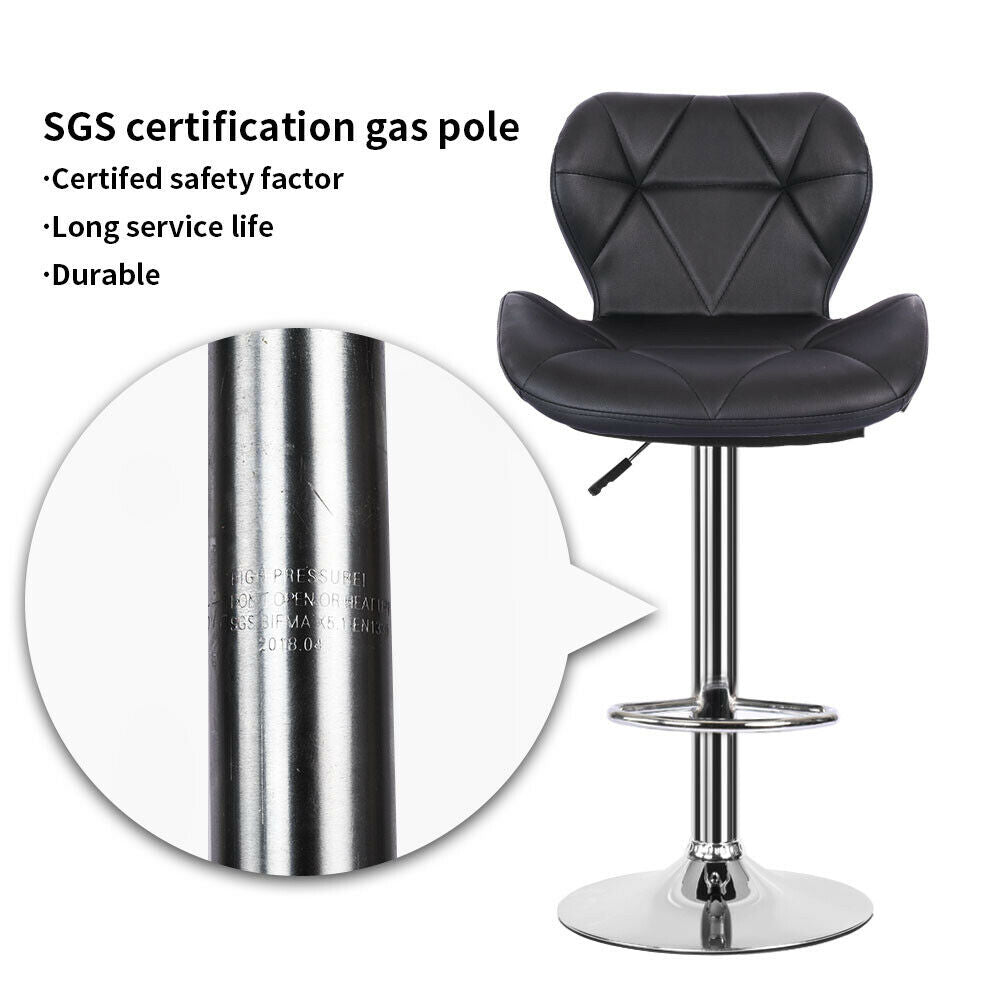2× Black Bar Stools Swivel Kitchen Breakfast Bar Stool Chair PU Leather Gas Lift