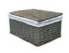 Black White Grey Lidded Wicker Storage Toy Box Empty Hamper Basket Lining