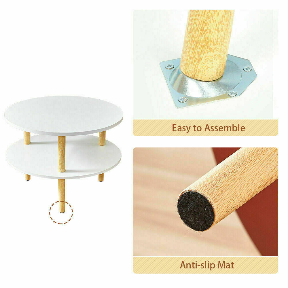 2 Tier Coffee Sofa Side End Table Modern Tea Desk Storage Shelf for Living Room
