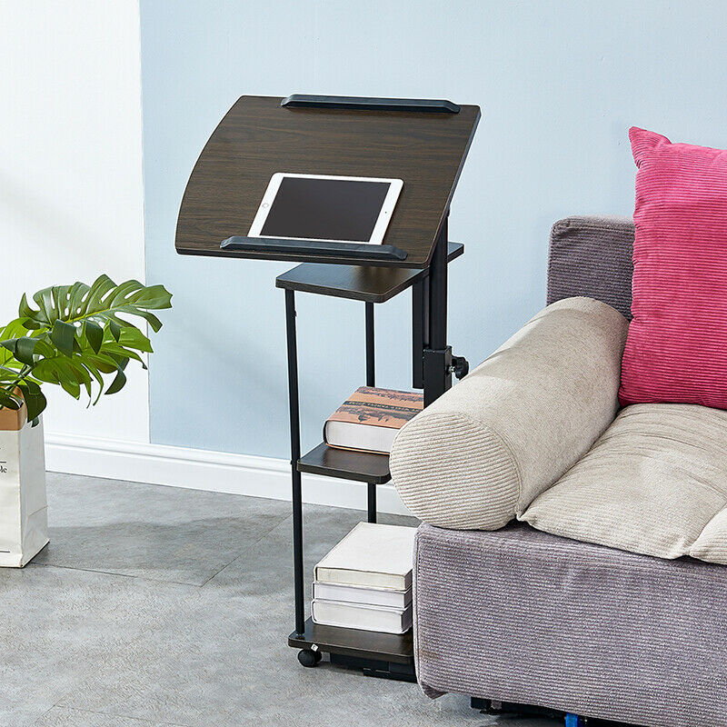 3 Tier Shelves Adjustable Sofa Bedside Table Laptop Stand PC Desk Living Room