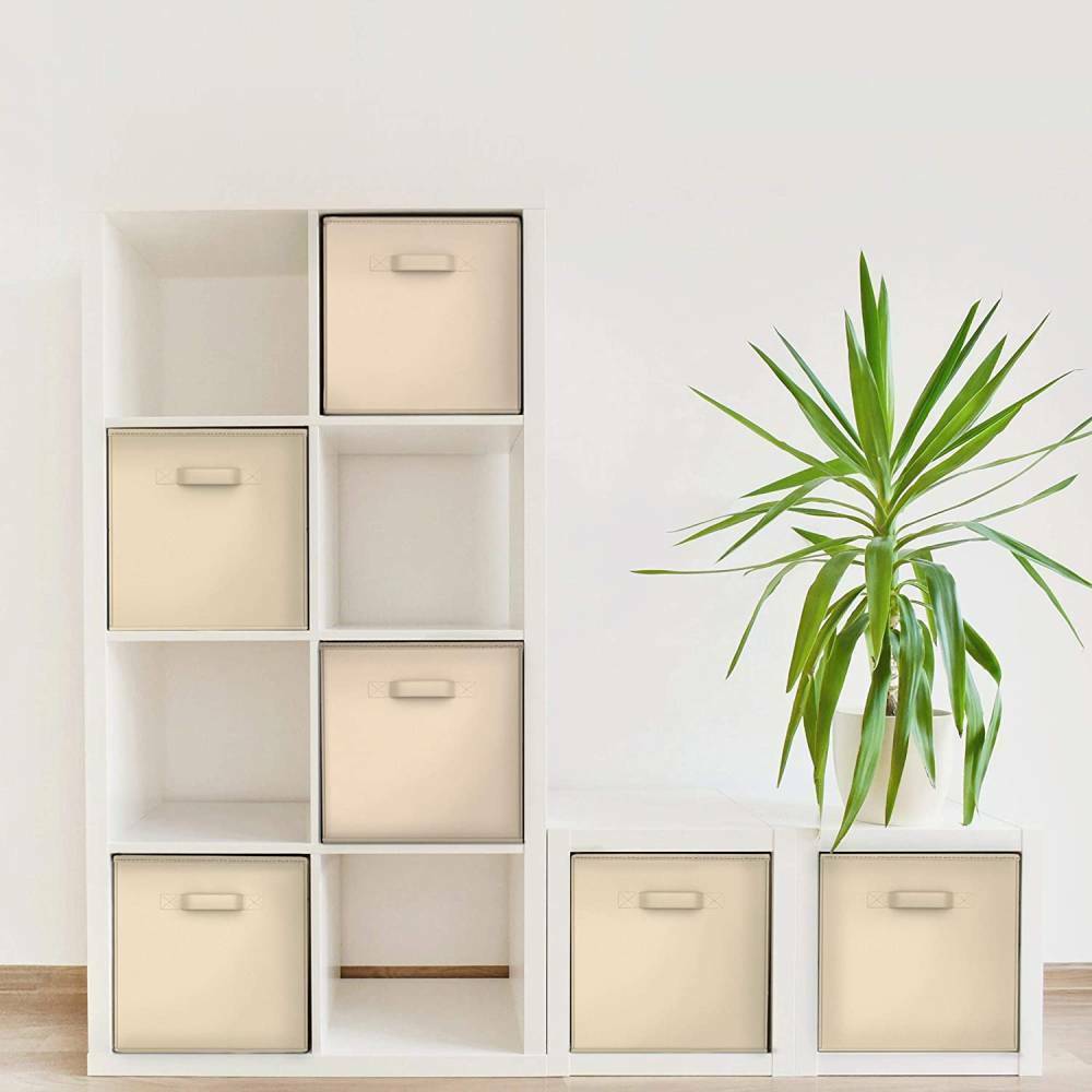6 Pcs Folding Fabric Square Storage Cubes Box Clothes Organizer Cabinet Drawer