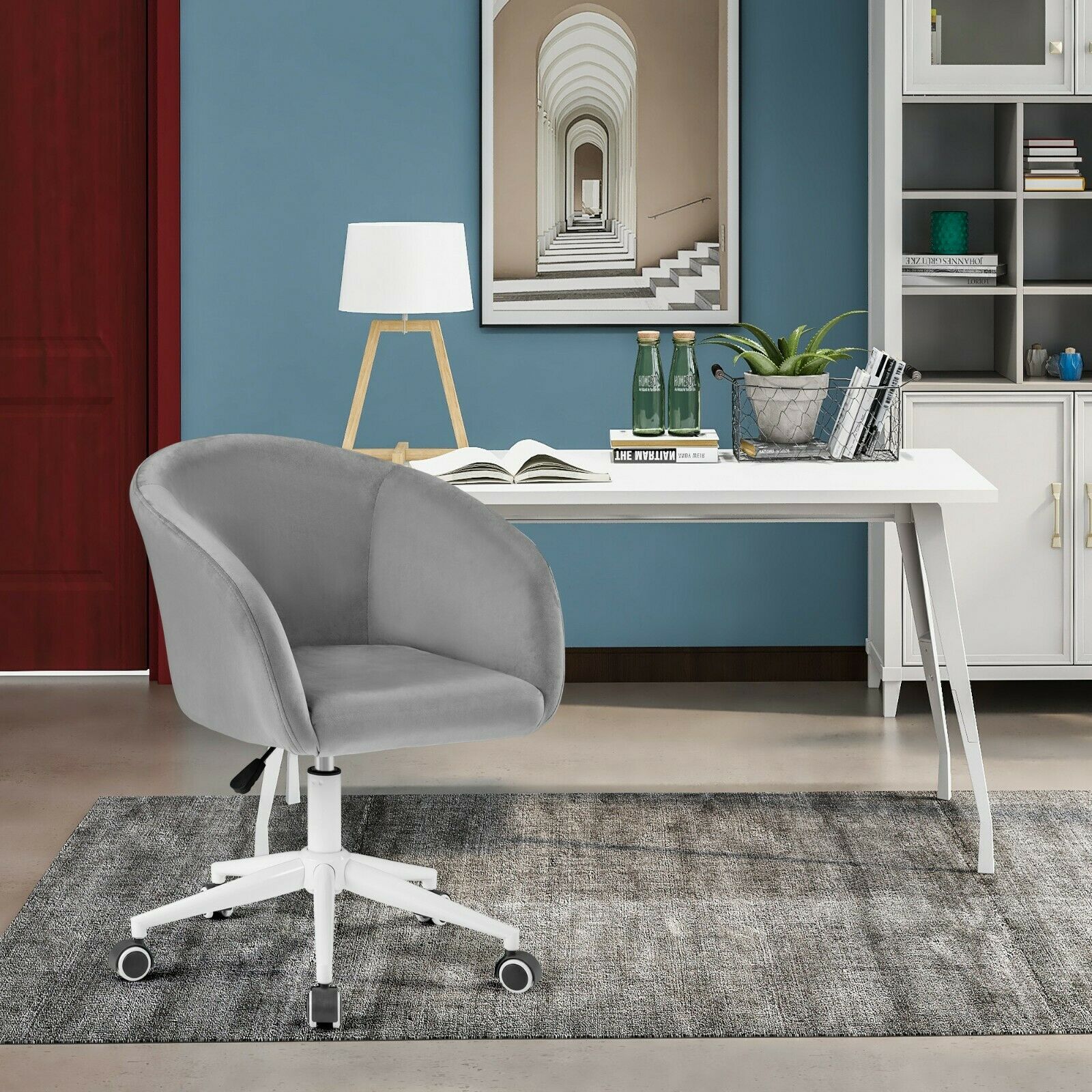 Cushioned Velvet Home Office Chair Swivel Computer Desk Chair Adjustable Modern