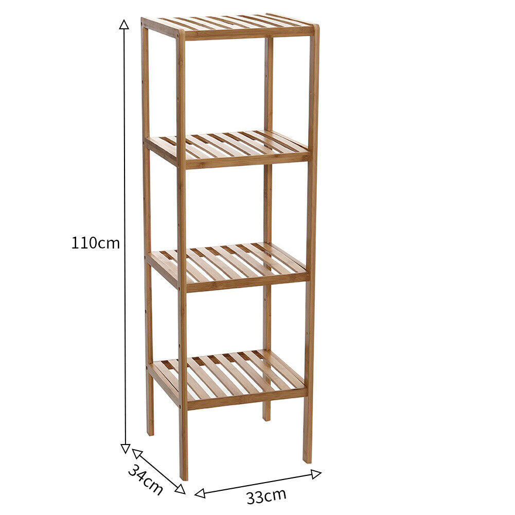 3 4 5 Tier Bamboo Wooden Rack Organiser Bath Kitchen Storage Shelves Stand Shelf