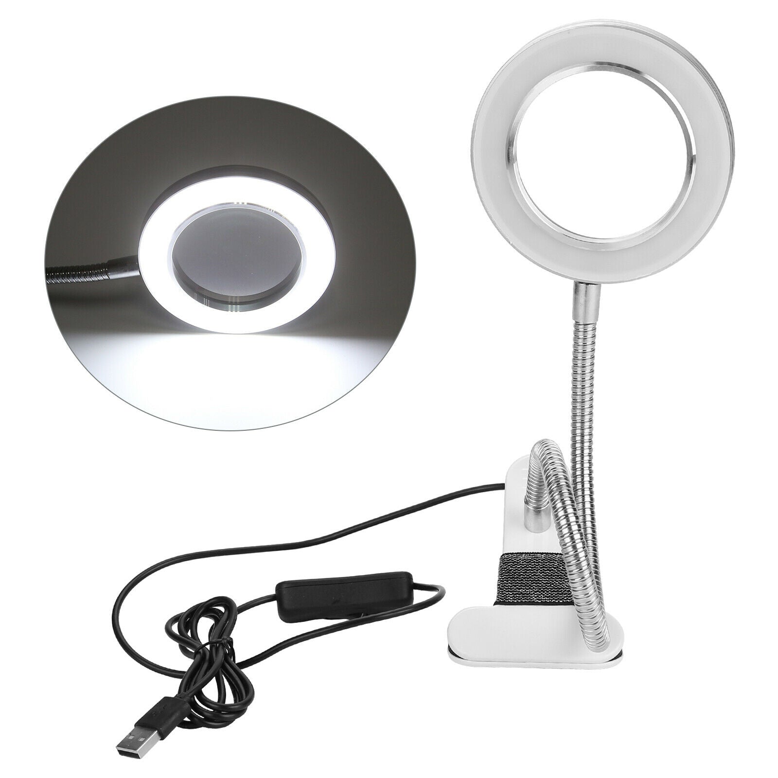 Desk Table Top 8x Magnifier Lamp Eyelash Beauty Nail Salon Tattoo White