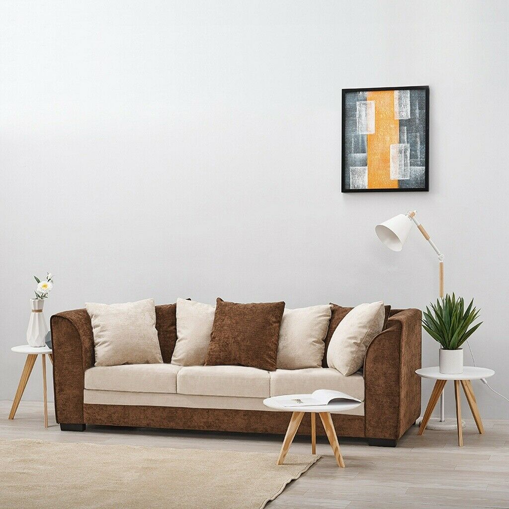 3 Seater Chenille Fabric Sofa Armchair Couch with Footstool Option Living Room