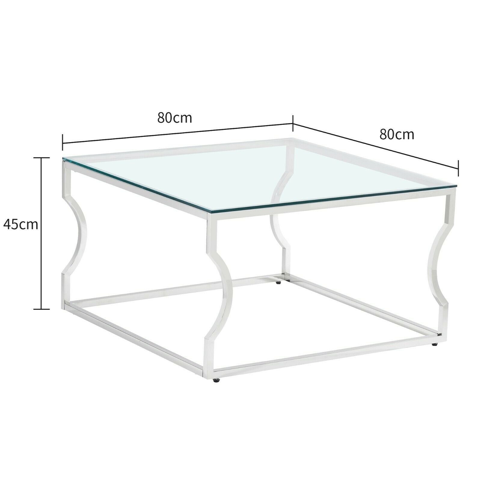Console Coffee End Table Tinted Tempered Glass Furniture Chrome Crescent Leg
