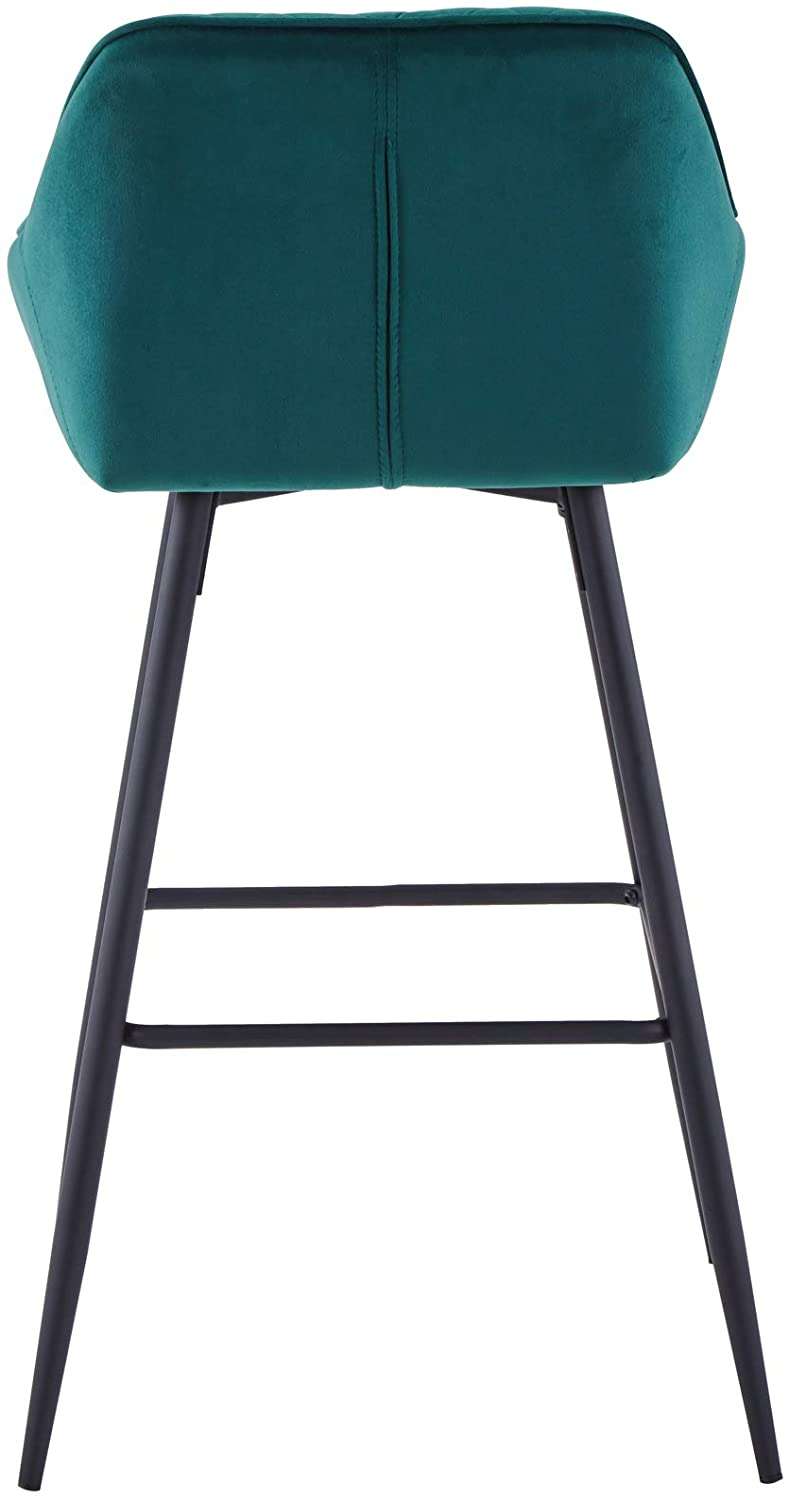 Bar stools Set of 2 Velvet Fabric Upholstered Seat with Backrest & Legs