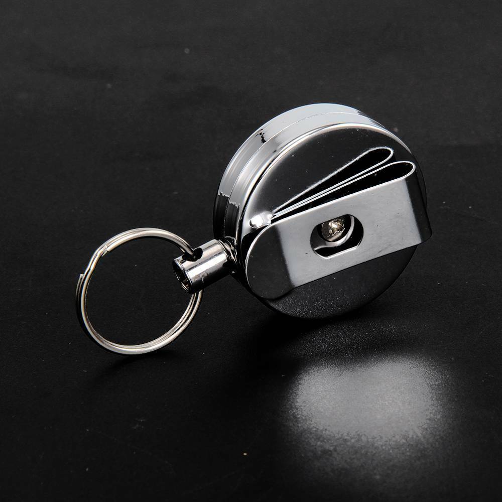 2X Recoil Extendable Metal Wire 65cm Key Chain Ring Clip Pull Keyring Retracting